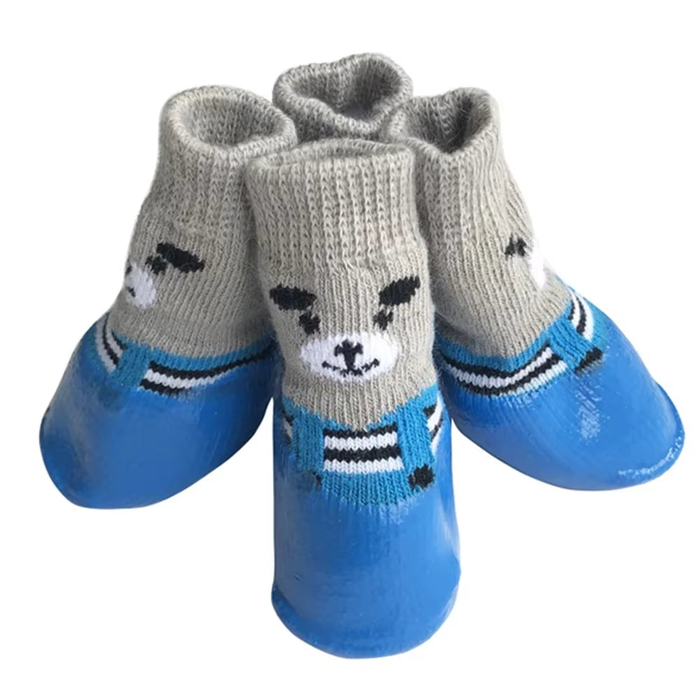 4Pcs/Set Pet Shoes Winter Warm Dog Socks Waterproof Anti-Slip Rain Snow Boots for Small Large Dogs Cats Puppy Chihuahua Shoes