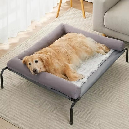 43"Lx31"Wx8"Th Dog Bed with Breathable Mesh, Skid-Resistant Feet, Cooling Chew Proof Portable Pet Cot, Elevated Large Dog Bed