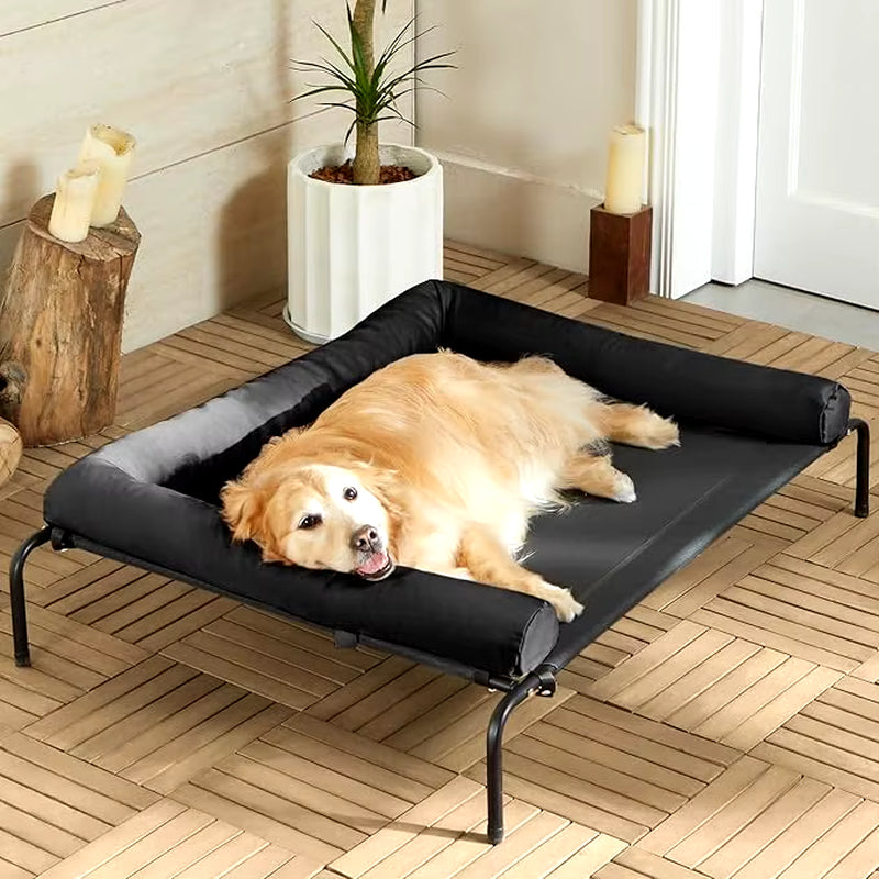 43"Lx31"Wx8"Th Dog Bed with Breathable Mesh, Skid-Resistant Feet, Cooling Chew Proof Portable Pet Cot, Elevated Large Dog Bed